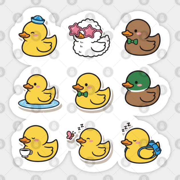 Cute Rubber Duck Lover Funny Animal Gift Kawaii Graphic , Funny Duck Lover Gifts Kawaii Graphic Art Sticker by OUTFITPAW